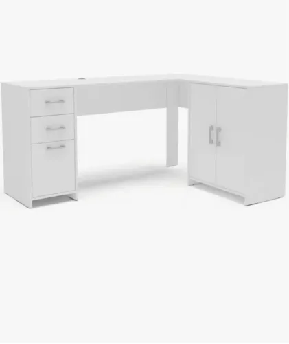Mesa em L Madri com 2 Gavetas e 3 Portas da Politorno