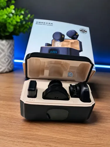 Microfone Sem Fio Lapela com Receptor tipo c+ Estojo de Carregamento