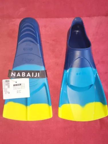 Nadadeira de natação pala curta Nabaiji azul e verde 35/36
