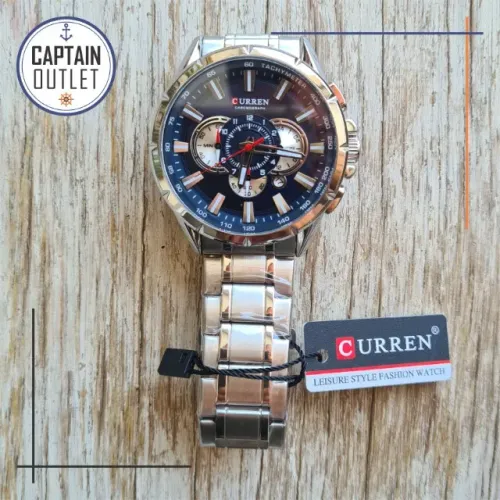Relógio Masculino Aço Inoxidável Curren 8363 Quartzo Azul ou Preto