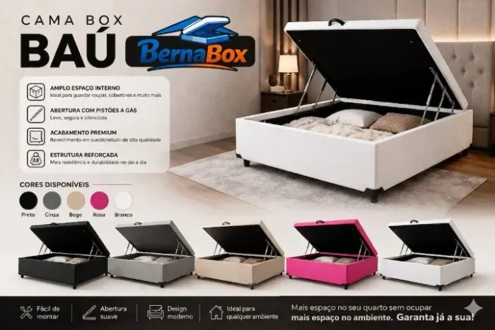 Cama Box Baú - Solteiro / Casal / Queen - PRODUTO NOVO LACRADO