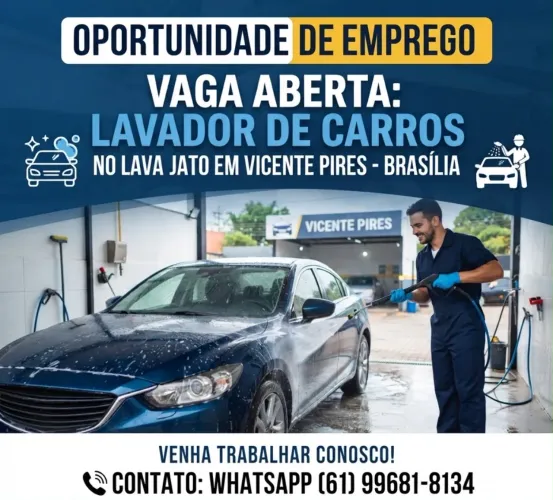Vaga de emprego para lavador de carros