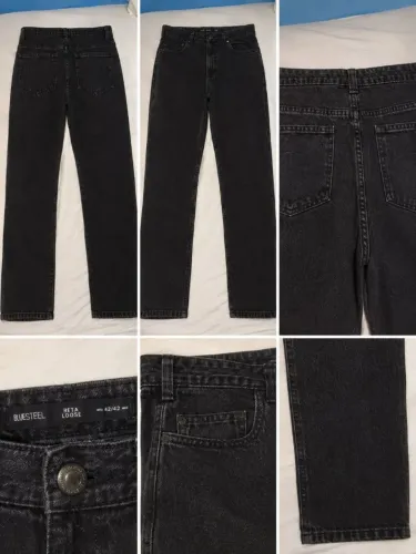 Calça jeans preta reta loose