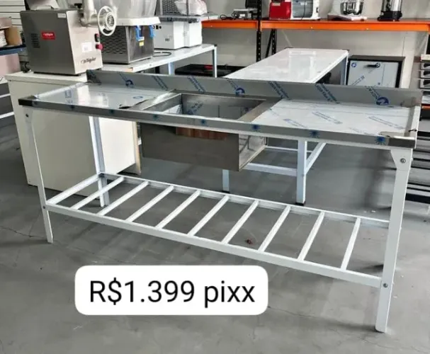 pia industrial 1,90x0,55cm tampo inox 430