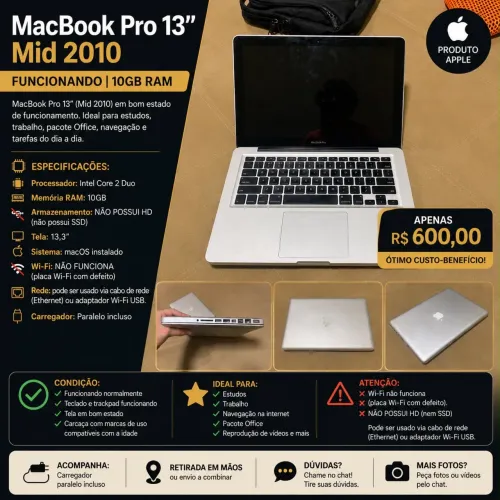 Vendo MacBook Pro 2010, leia a descrição