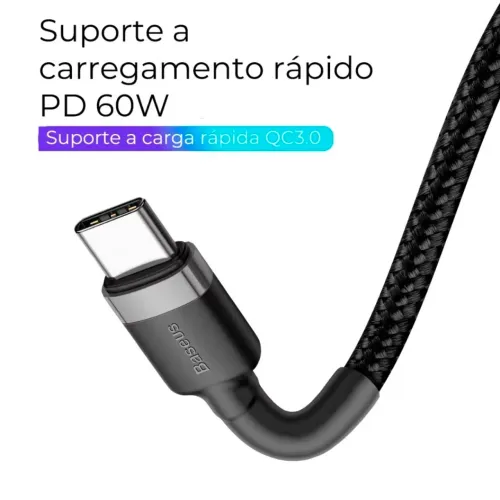Cabo Baseus Turbo USB-C 60W/IPHONE 15,16,17 e Android 