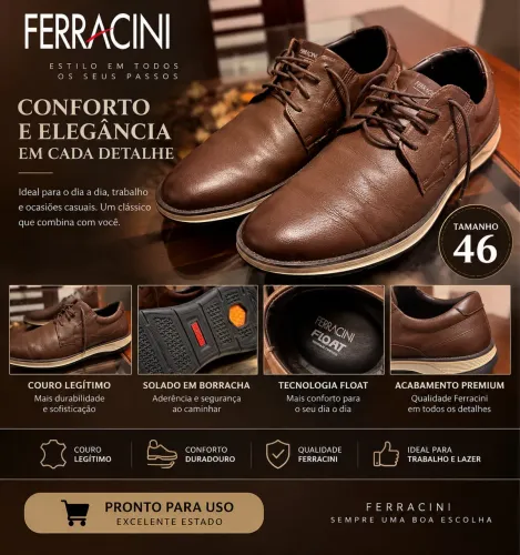 Sapato social esporte fino Ferracine couro legítimo