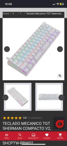 Teclado mecânico 60% branco tgt