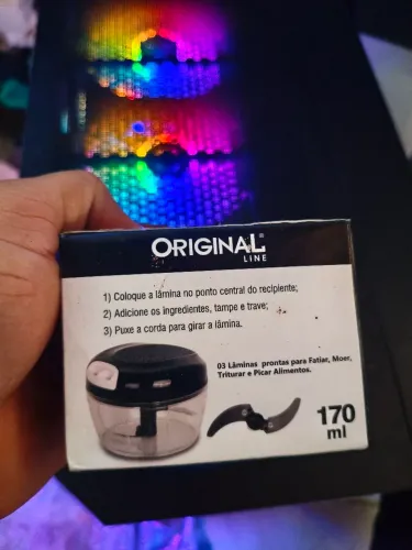 Mini Processador Triturador Manual 170ml Original Line 3 Lâminas - Novo