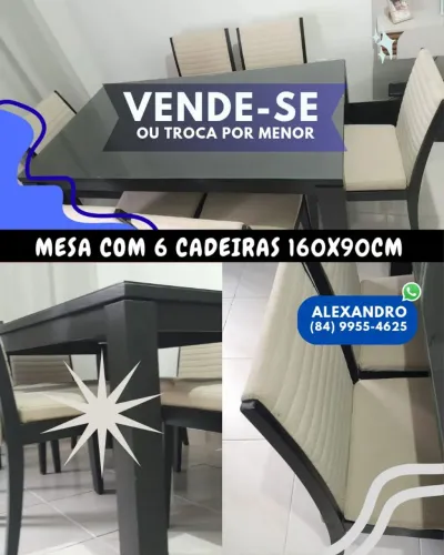 Vendo ou troco mesa de 6 cadeiras 160x90cm