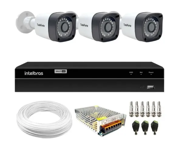 Dvr Intelbras 16 canais + 3 câmeras Full hd PPA 