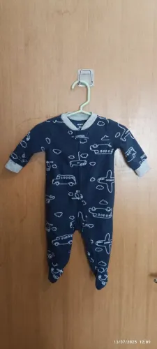 Macacão pijama infantil Carter's em FLEECE carros e aviões Tam 03 meses