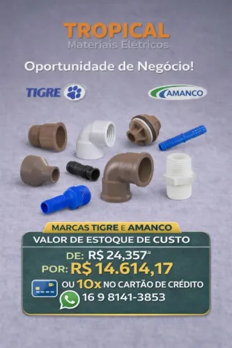 ESTOQUE MATERIAL HIDRÁULICOS PVC DA LINHA ESGOTO E ÁGUA 3443 ITENS