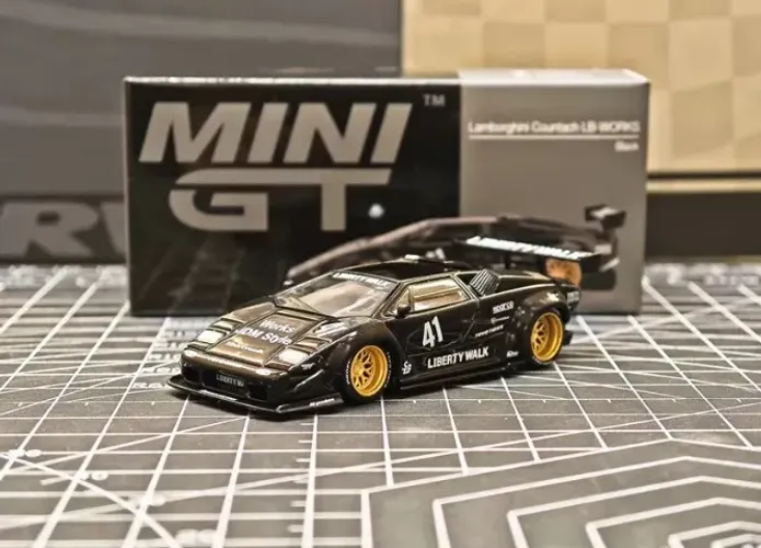 MINI GT 1081 Lamborghini Countach LB-WORKS Preto 1/64 Miniatura de Carro em Metal Fundido