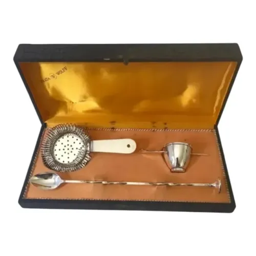Kit para Bar Colher Bailarina Dosador Coador Strainer Banho Prata Wolff