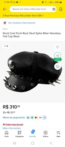Boné Cool Punk Rock Skull Spike Biker Newsboy Fiat Cap Mask