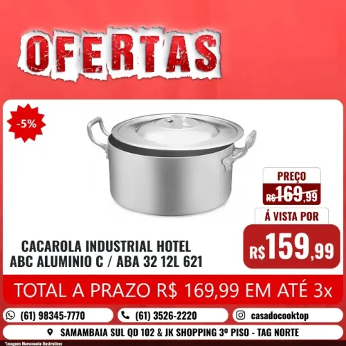 CACAROLA INDUSTRIAL HOTEL ABC ALUMINIO C/ABA.32 12L 621