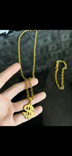 Corrente Cifrão banhada a Ouro 18K pra vender hoje