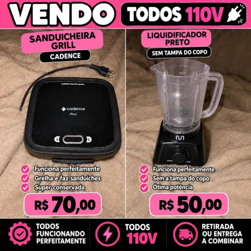 Vende-se liquidificador e sanduicheira funcionando perfeitamente