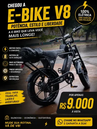 E-bike V8 Bateria de Lítio 