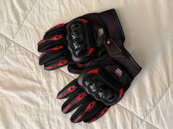 Luvas para Moto/Kart - Vermelho + Preto (P)