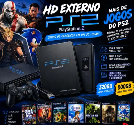 Hd com vários jogos de ps2