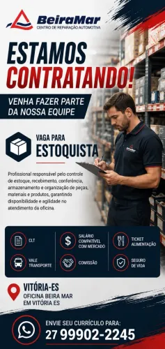 Vaga para estoque/ almoxarife com experiência