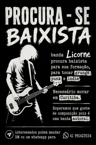 Procuramos baixista para banda em Curitiba 