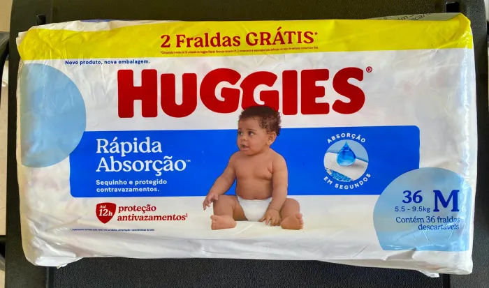 Fralda Huggies tamanho M com 36 unidades