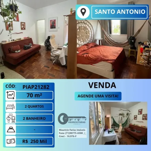 APARTAMENTO 2 QUARTOS, 70M², NO SANTO ANTÔNIO