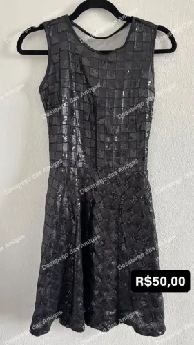 Vestido Preto Paetê Festa