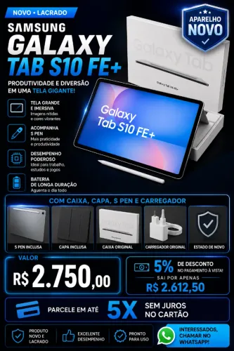 Samsung Galaxy Tab S10 FE+ Completo com S Pen e Capa