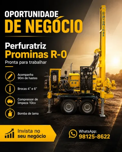 MÁQUINA DE PERFURAÇÃO DE POÇOS PROMINAS R-0 ? COMPLETA E PRONTA PARA TRABALHAR