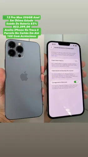 iPhone 13 Pro Max 256GB Azul ( Saúde Da Bateria 83% ) Em Ótimo Estado