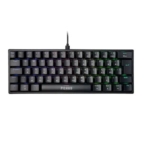 Teclado Mecanico Pichau Aurum V60, RGB, PBT, Switch Huano Vermelho, Preto