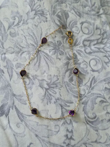 Pulseira de ouro 750 com corações e zirconia