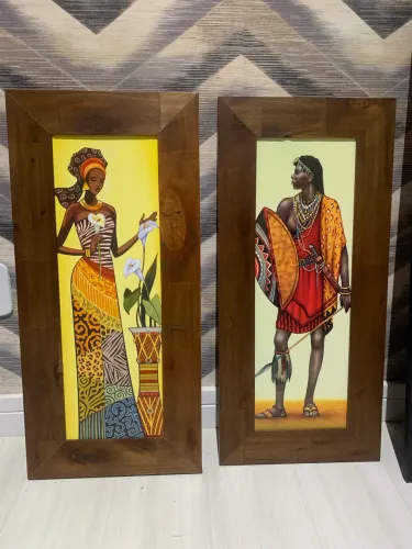 Quadro Tradição e Elegância - Par de Quadros Africanos