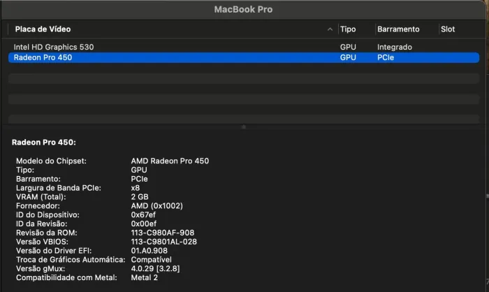 Macbook pro 15? 2016 com touch bar 16Gb SSD 256Gb.
