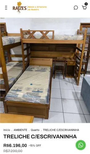 Cama Beliche Madeira Maciça