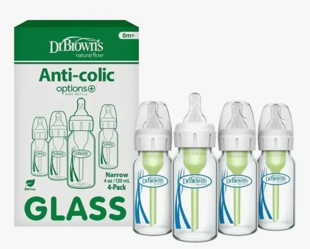 kit de mamadeiras anticólicas de vidro Dr. Brown's Natural Flow Options+ Narrow de 120 ml