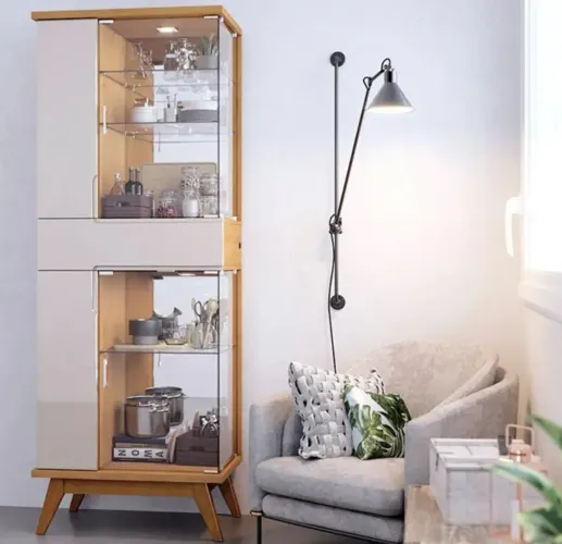 Cristaleira 2 Portas Com Adega E Led NOVA