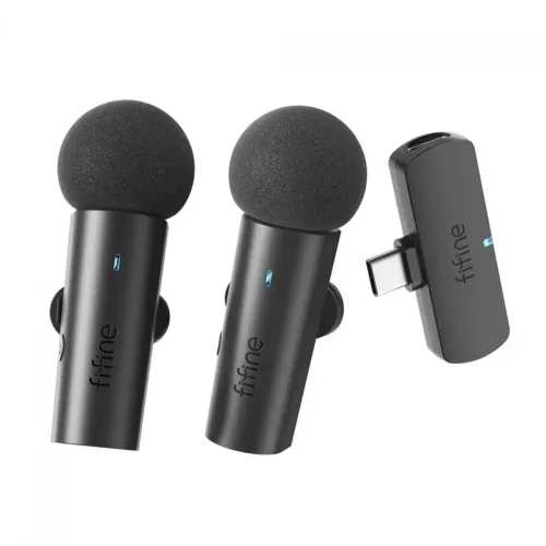 Microfone Duplo de Lapela Fifine M8 Wireless, USB Tipo-C, Black