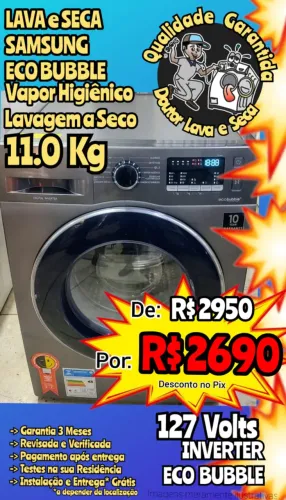 LAVA E SECA (Leia o Anúncio) SEMINOVA Samsung 11kg Entrega Grátis*!