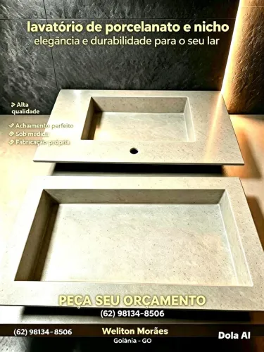 Pias de porcelanato e nicho