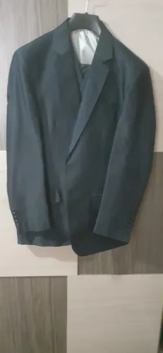terno blazer colete e calça completo alfaiataria petronius Azul tamanho m 44