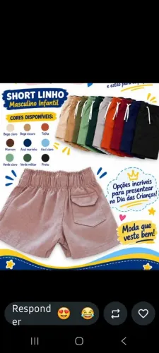 Short linho ifantil.