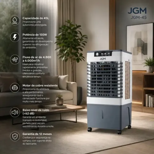 Promoção Climatizador JGM 45l 150w - 1 ano de garantia - parcela em até 12x cartão