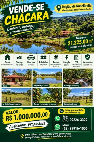 Chácara 21.325m2 região do aborrecido Bela Vista