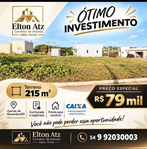 Barbada terreno em Quinze de Novembro RS