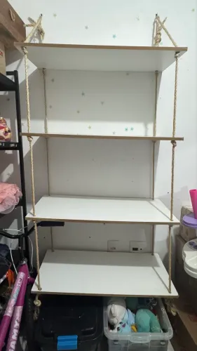 Prateleira Nicho Suspensa com Corda de Sisal Madeira Mdf